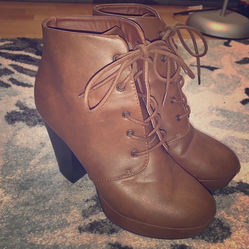 Brown heeled booties